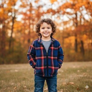 OshKosh Bgosh Childs Fannel Plaid Full Zip Light Jacket / Shirt Size 12/12A